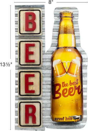 Miniatura 3 de Excello Global Products Letreros de cerveza de metal vintage, placa retro de hierro de madera para cafetería, club, carteles artísticos, póster