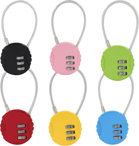Miniatura 7 de Waziaqoc 2 cerraduras de cuerda de alambre, mini cerradura de combinación, candado de cuerda de alambre para equipaje, armario de gimnasio, joyero
