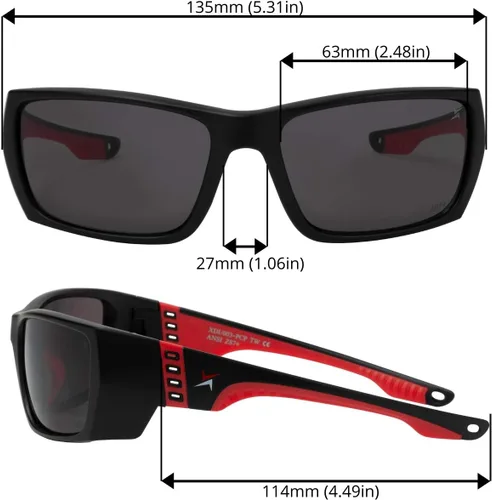 Miniatura 4 de X Power Lentes de sol de seguridad ANSI Z87+ lentes y marco de policarbonato resistentes a los impactos (fabricados en Taiwán)