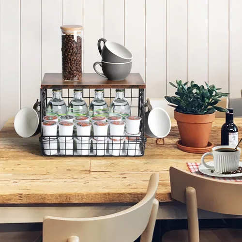 Miniatura 7 de Frutero apilable para encimera de cocina, cesta colgante montada en pared, cesta de alambre con tapa de madera con ganchos para colgar plátanos