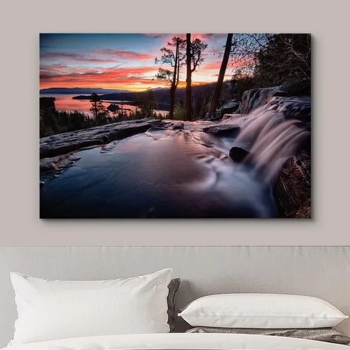 Miniatura 3 de wall26 Lienzo impreso para pared, diseño de agua corre sobre el lago al atardecer, naturaleza, desierto, fotografía, moderno, rústico, escénico