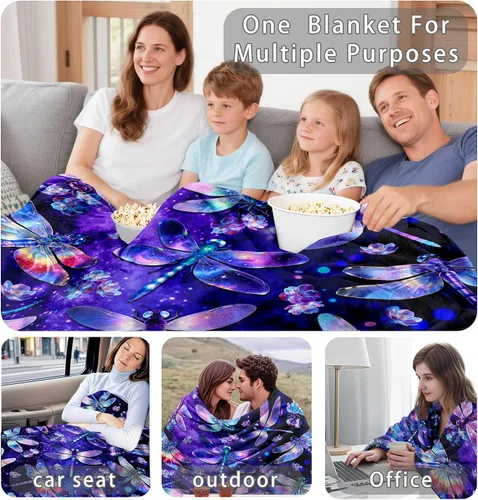 Miniatura 5 de Manta de libélula, regalos para mujeres y niñas, manta de franela suave con libélula, decoración para amantes de la mosca del dragón, 50 x 40