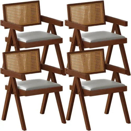 Miniatura 21 de YVYKFZD Juego de sillas de comedor de ratán, sillas de comedor de madera, sillas de cocina con respaldo tejido, sillón tapizado, silla auxiliar