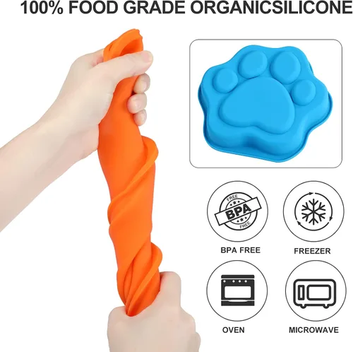 Miniatura 3 de 2 moldes de silicona para tartas de cumpleaños de perro, forma de hueso, 8 pulgadas