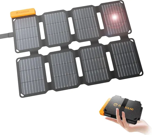 FlexSolar Cargador de panel solar portátil de 25 W con puertos USB-A y USB-C. 0.8 libras, IP57 impermeable y a prueba de polvo, panel solar plegable