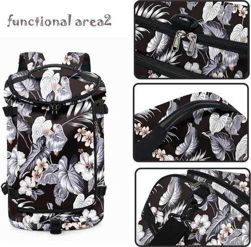 Miniatura 3 de Mochila multifuncional para gimnasio, 4 formas de transporte, impermeable, con compartimento para zapatos, para viajes, deportes, camping, laptop