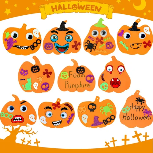 Miniatura 5 de Max Fun 332 piezas de manualidades de Halloween para niños, actividades de Halloween, calabazas de espuma para manualidades, kits de regalo, juego