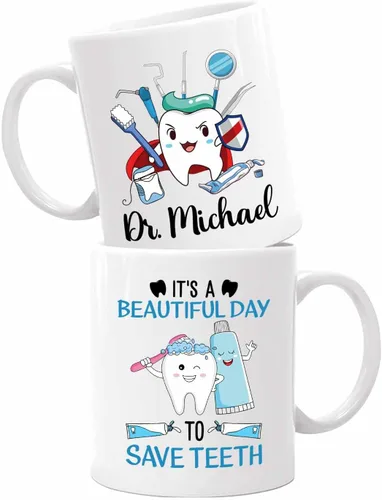 Miniatura 26 de Taza de café blanca personalizada para dentista ortodoncista de 11 onzas, 15 onzas, un dentista verdaderamente genial es difícil de encontrar