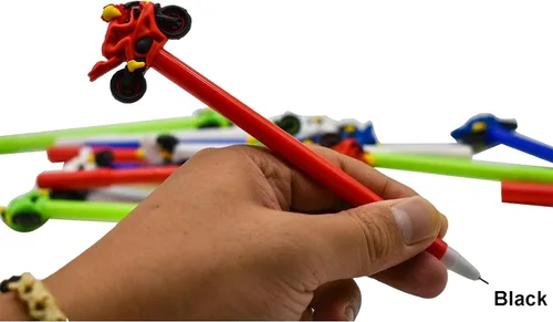 Miniatura 5 de Maydahui 12 bolígrafos geniales para automóvil, divertidos bolígrafos de gel de carreras de motocicleta en tinta negra para niños, escuela, oficina