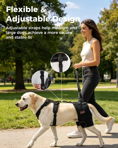 Miniatura 8 de Soporte de cadera para perro, soporte ajustable para piernas de perro para displasia de cadera, artritis/alivio del dolor, estabilizador de rótula