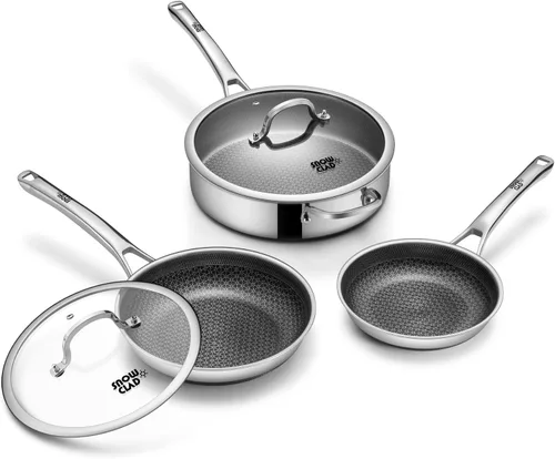 Miniatura 10 de Sartén híbrida antiadherente de 5 cuartos de galón para uso diario, freidora de pollo, utensilios de cocina sin PFOA, sartenes de 12 pulgadas
