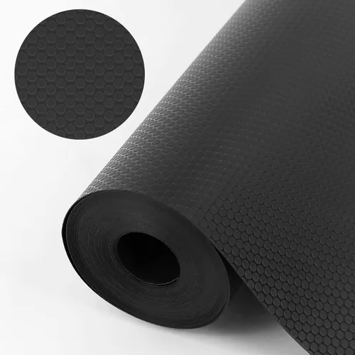 WochiTV Forro para estantes de gabinetes, cajón 11.8 pulgadas x 4.9 pies, protectores impermeables de plástico EVA no adhesivo para cocina, Negro
