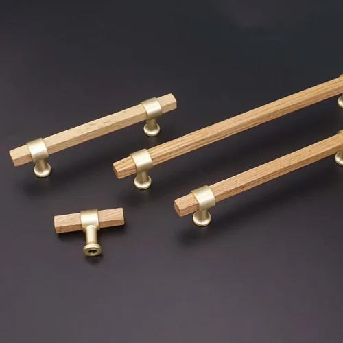 Miniatura 4 de Tiradores cuadrados de madera de 3.78 pulgadas para cajones, pomos de gabinete de cocina, pomos de latón para pomos de puerta de tocador