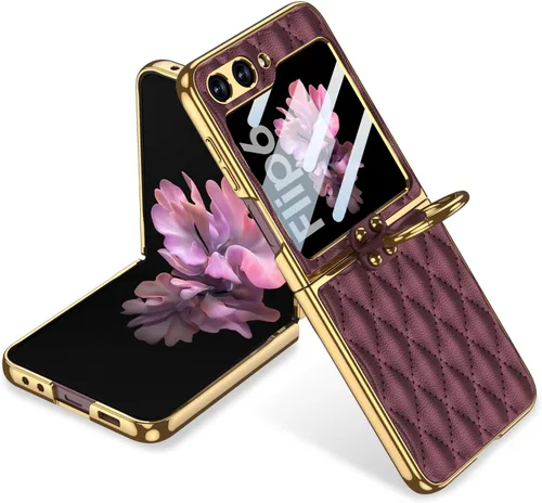 Miniatura 12 de SHIEID Z Flip 5 - Funda para Samsung Galaxy Z Flip 5 con anillo para teléfono, forro de esponja y diseño en forma de diamante para Samsung Galaxy Z