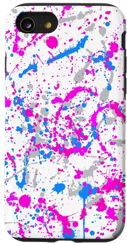 Miniatura 18 de iPhone 16 Rosa + Azul + Gris Blanco Patrón de salpicaduras de pintura