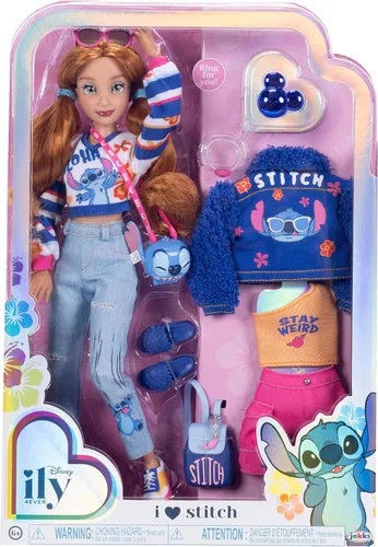 Miniatura 6 de Disney ILY 4EVER Muñecas de Moda Cabello Rojo Stitch de 11.5" de Alto con 13 Puntos de Articulación, Dos Conjuntos Completos para Mezclar y Combinar