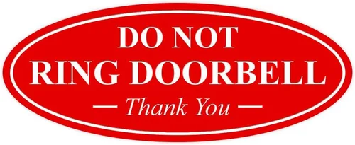 Miniatura 41 de All Quality Cartel de agradecimiento ovalado con texto en inglés «Do not Ring DOORBELL», color negro, pequeño, 1 paquete