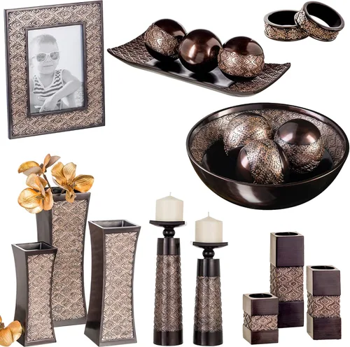 Miniatura 8 de Creative Scents Jarrones marrones de Dublín para centros de mesa de decoración, juego de 3 jarrones de flores ideales para decoración del hogar