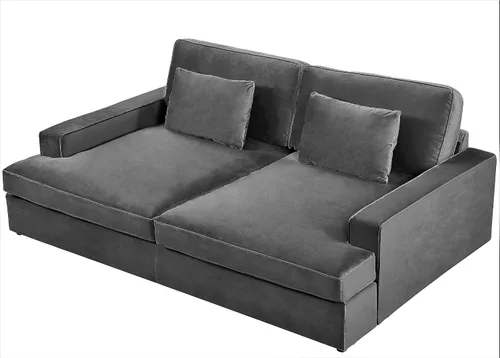 Miniatura 4 de Container Furniture Direct Moderno sofá cama de terciopelo con diseño lujoso, elegante centro de mesa para salas de estar elegantes y cómodos Gris
