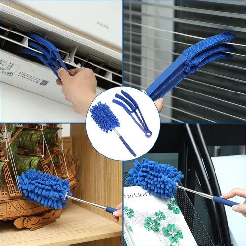 Miniatura 6 de ZZ LAZYCOTTAGE 10 piezas de plumero de telaraña de microfibra con poste de extensión (254 cm de telescopado), plumeros lavables para limpieza