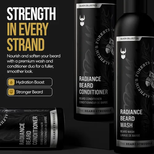 Miniatura 2 de The Beard Struggle Radiance - Paquete de lavado y acondicionador para barba para hombre, colección Platino, paquete de 2, Aesir's Triumph, nutre