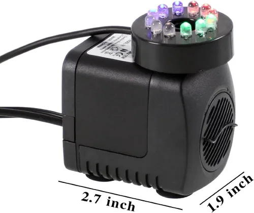 Miniatura 7 de Lewisia Bomba de fuente sumergible de 211 GPH con luz LED, flujo de agua ajustable para jardín, estanque koi, cascada, acuario, acuario, pecera
