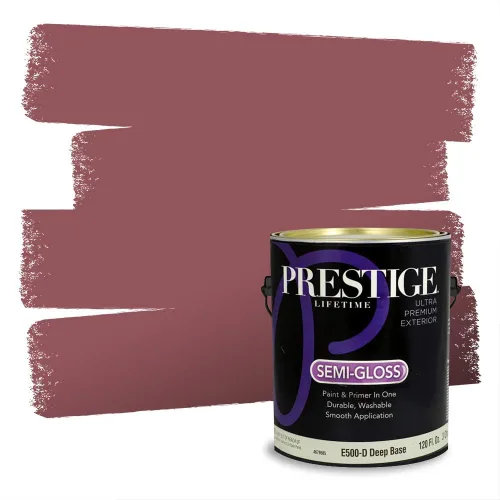Miniatura 607 de Prestige Paints Pintura exterior e imprimación en uno, 1 galón, plano, coincidencia comparable de Valspar* Amber Rose*