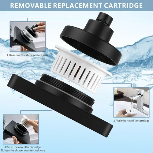 Miniatura 6 de Cabezal de ducha filtrado con combo de mano, cabezal de ducha de lluvia de alta presión con filtro para eliminar cloro y sustancias nocivas