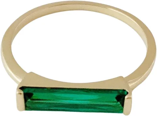 HONEYCAT Lorena - Anillo largo de baguette de cristal verde esmeralda en oro, oro rosa o plata, joyería minimalista y delicada
