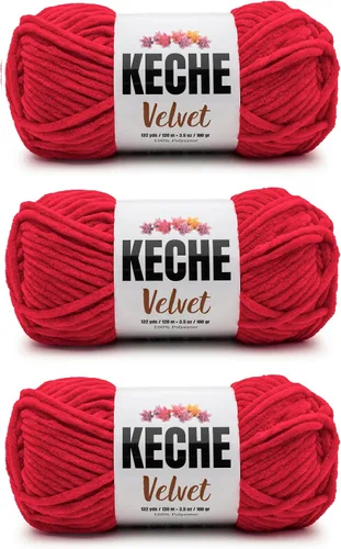 Miniatura 141 de Keche Hilo de terciopelo para ganchillo, manta de felpilla suave, voluminosa, hilo amigurumi, 3.53 oz (132 yardas), color azul bebé