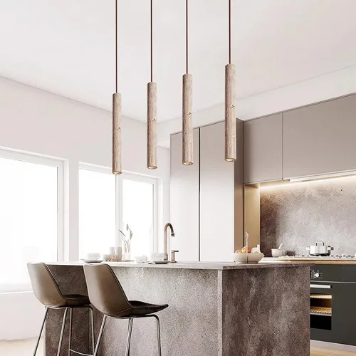 Miniatura 5 de Moderna lámpara colgante de mármol de piedra natural tubo largo vintage colgante accesorio de iluminación para isla de cocina, comedor, fregadero