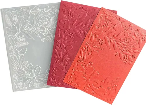 DIYology Carpetas en relieve de hojas de Navidad 3D para hacer tarjetas, ramas de bayas, plantillas de carpetas en relieve para manualidades,