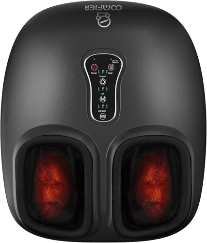 COMFIER Shiatsu - Masajeador de pies con calor, vibración, máquina de masaje de pies de compresión rodante para fascitis plantar, dolor neuropatía,
