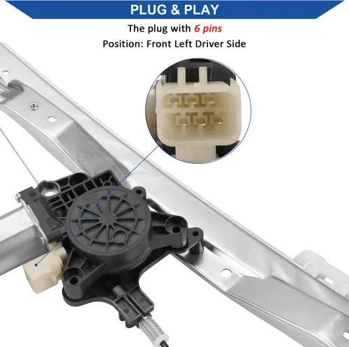 Miniatura 4 de Obaee 748-508 Regulador de Ventana Eléctrica Delantero Izquierdo del Lado del Conductor y Conjunto de Motor Compatible con Dodge Grand Caravan