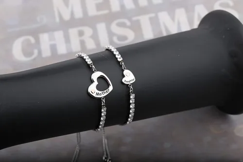 Miniatura 4 de Regalos para el día de la madre, joyería para madre e hija, conjunto de pulseras de deseos a juego con corazón para mamá e hija