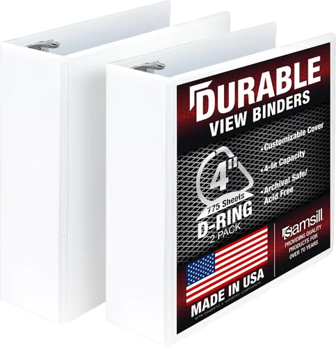Miniatura 31 de Samsill Carpeta duradera de 1.5 pulgadas, fabricada en los Estados Unidos, carpeta de anillos en D, carpeta transparente personalizable, color rojo