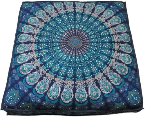 Miniatura 15 de CRAFT KALA Funda de cojín con diseño de mandala, funda de cojín para asiento, hippie, decorativo, bohemio, otomano, de algodón, indio, para sala