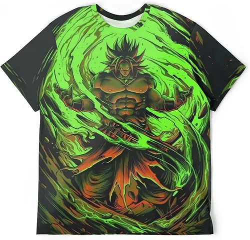 Miniatura 5 de Saiyajin Broly - Camisetas casuales para hombre, manga corta, unisex, cuello redondo, camisetas para jóvenes y adultos