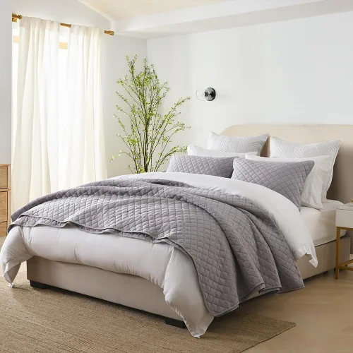 Wistown Juego de ropa de cama reversible tamaño Queen, juego de colcha suave y ligera de 3 piezas para todas las estaciones, patrón de diamante en
