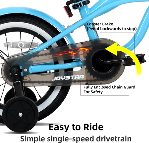 Miniatura 3 de JOYSTAR Bicicleta de crucero para niños de 12, 14 y 16 pulgadas, para niños de 2 a 7 años, bicicleta para niños con ruedas de entrenamiento, freno