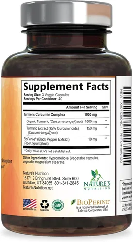Miniatura 9 de Suplemento de curcumina de cúrcuma – 95% de curcuminoides con cúrcuma orgánica y pimienta negra BioPerina para una mejor absorción, apoyo diario
