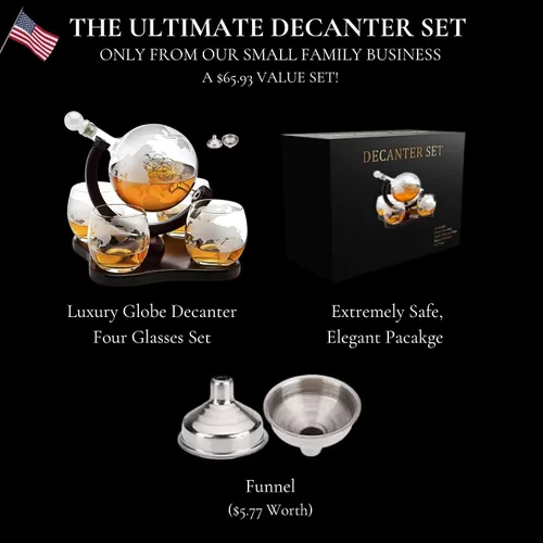 Miniatura 3 de Juego de decantador de whisky con diseño de globo terráqueo con 4 vasos para whisky con grabados. Regalos para papá, esposo, hombre, espacio