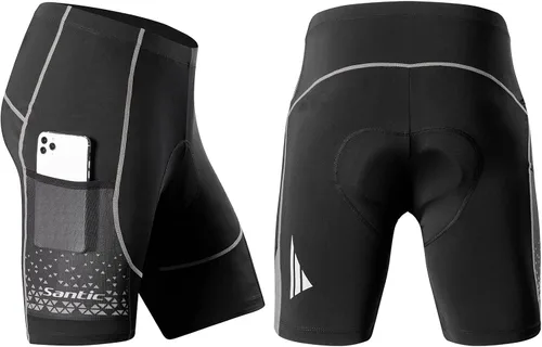 Miniatura 27 de Santic Pantalones cortos de ciclismo para hombre, pantalones acolchados para ciclismo, ropa de ciclismo