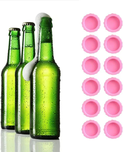 Miniatura 2 de Joso Tapones para botellas, tapa de botella de goma de silicona para ahorro de cerveza, sombrero de tapón de botella de soda, resellado Rosado
