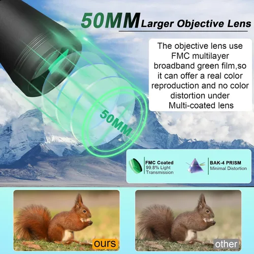 Miniatura 4 de Binocular de alta potencia de 20 x 50 para adultos y niños, telescopio de viaje compacto para observación de aves, crucero, observación
