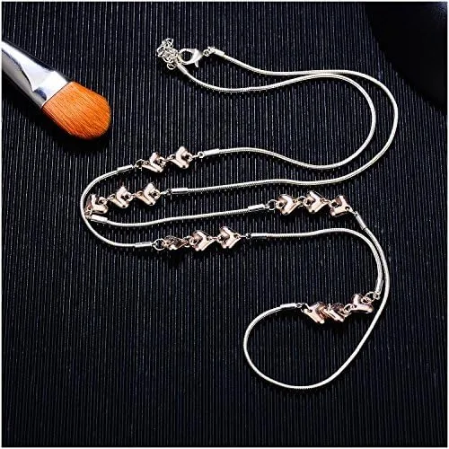 Miniatura 6 de Collares largos para mujer, collar largo de corazón entrelazado, collar de hebra