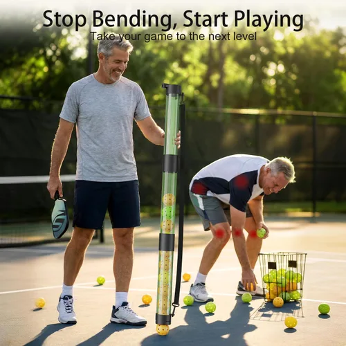 Miniatura 3 de Recuperador de bolas de pickleball de 17 bolas y soporte de bolas con correa, protector de espalda para accesorios de pickleball, rápido para Verde