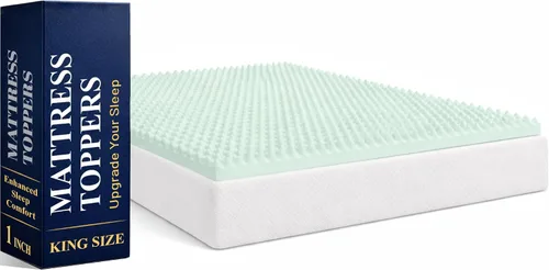 Miniatura 9 de Greaton, Cubrecolchones de espuma viscoelástica de gel contorneado de 1 pulgada para mayor comodidad y apoyo, individual, azul.