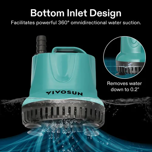 Miniatura 3 de VIVOSUN Bomba de agua sumergible de 260 GPH y 20 W para pecera, estanque, acuario, sistemas hidropónicos con cable de alimentación de 6 pies y 3