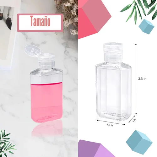 Miniatura 2 de Paquete de 40 botellas recargables de plástico de 2 onzas con tapa abatible, botellas de tamaño de viaje, recipientes reutilizables para viajes